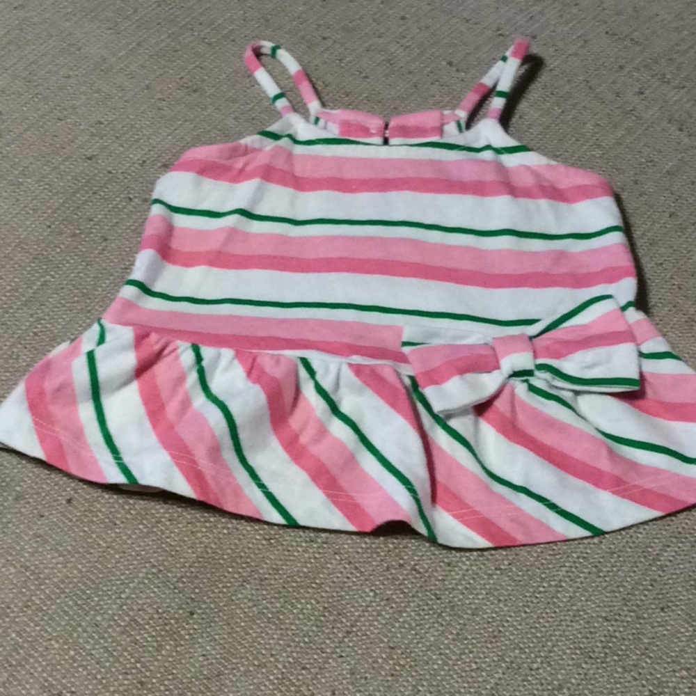 Janie and Jack pink striped top 3 to 6 months